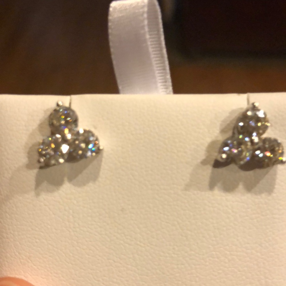Trillion shape Moissanite stud earrings